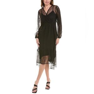 CAbi Theater Black Sheer Polka Dot Dress
